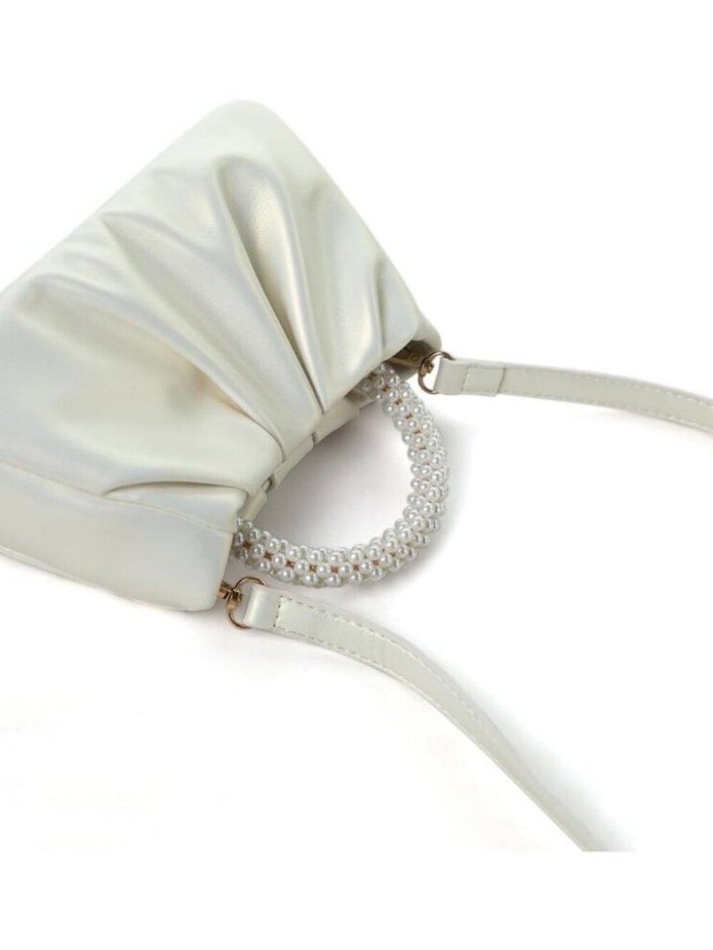 Beatfull Evening Purse Women Small Pearl Handbags soft Leather ruched bag weddin - Picture 3 of 5